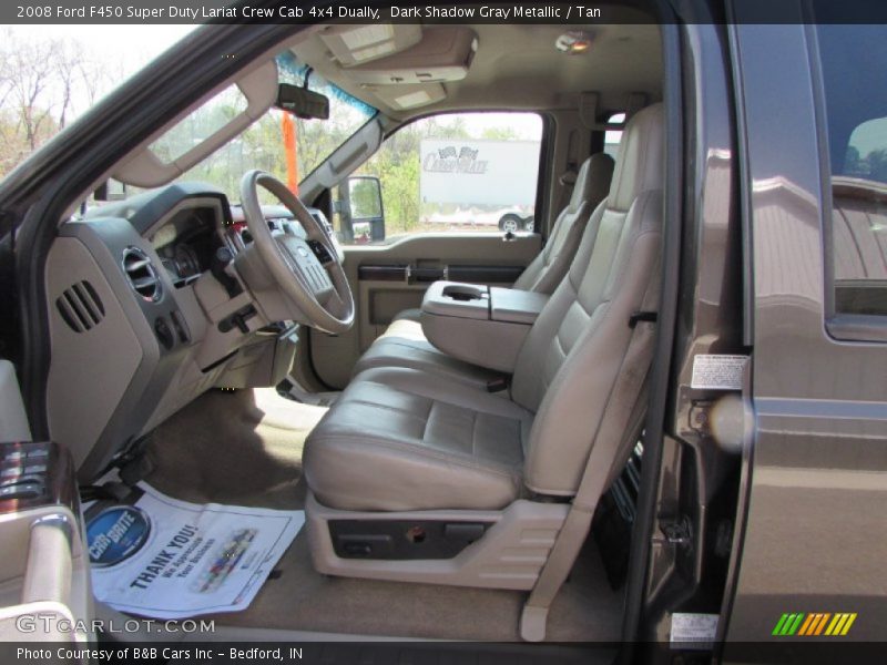 Dark Shadow Gray Metallic / Tan 2008 Ford F450 Super Duty Lariat Crew Cab 4x4 Dually