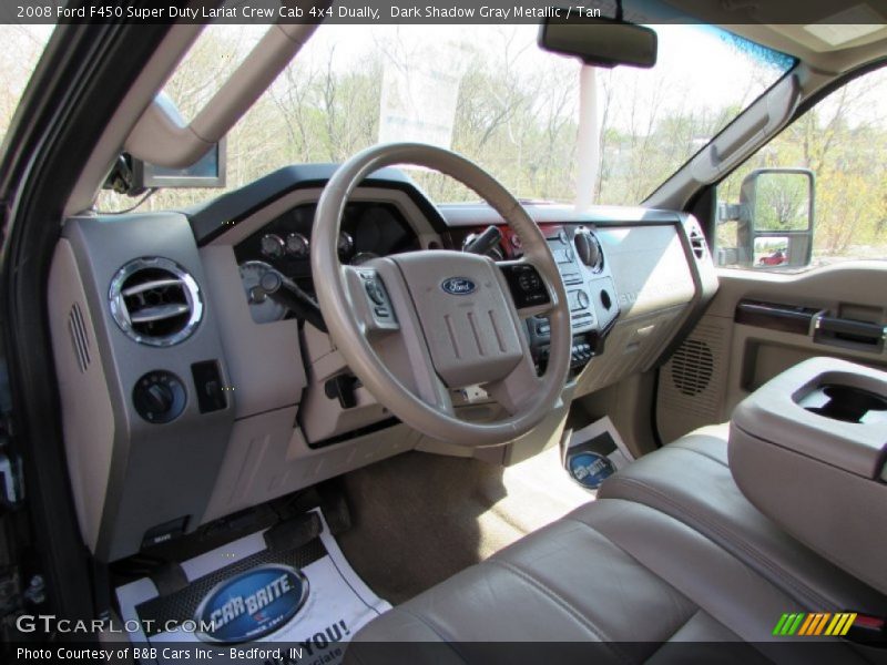 Dark Shadow Gray Metallic / Tan 2008 Ford F450 Super Duty Lariat Crew Cab 4x4 Dually