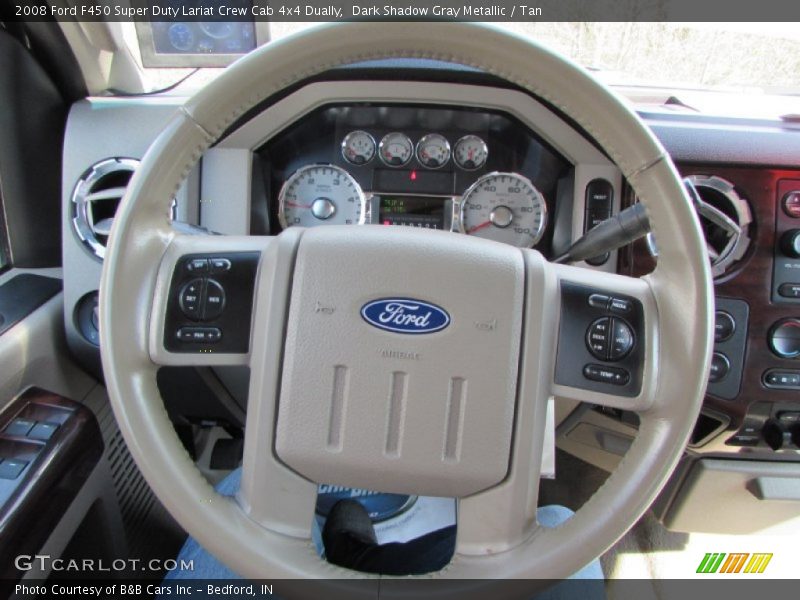 Dark Shadow Gray Metallic / Tan 2008 Ford F450 Super Duty Lariat Crew Cab 4x4 Dually