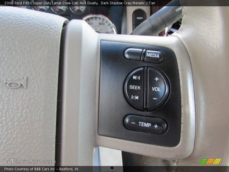 Dark Shadow Gray Metallic / Tan 2008 Ford F450 Super Duty Lariat Crew Cab 4x4 Dually