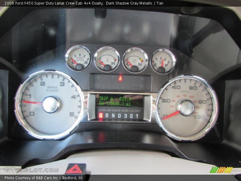 Dark Shadow Gray Metallic / Tan 2008 Ford F450 Super Duty Lariat Crew Cab 4x4 Dually