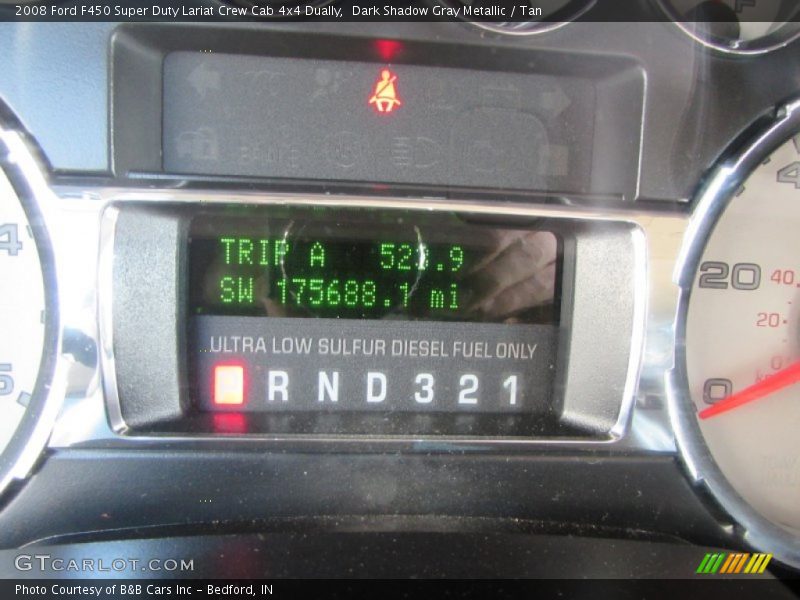 Dark Shadow Gray Metallic / Tan 2008 Ford F450 Super Duty Lariat Crew Cab 4x4 Dually