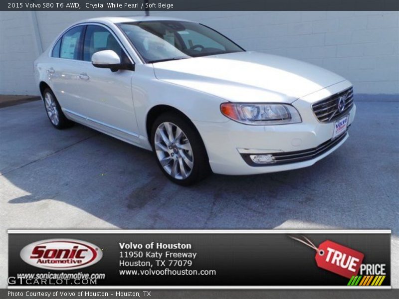 Crystal White Pearl / Soft Beige 2015 Volvo S80 T6 AWD
