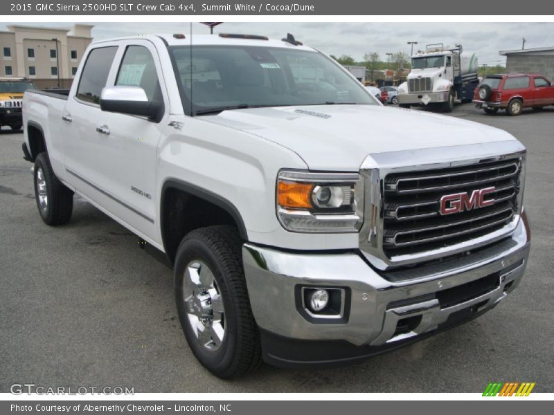 Summit White / Cocoa/Dune 2015 GMC Sierra 2500HD SLT Crew Cab 4x4