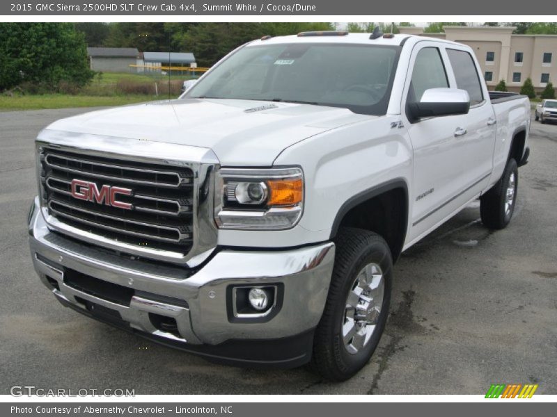 Summit White / Cocoa/Dune 2015 GMC Sierra 2500HD SLT Crew Cab 4x4