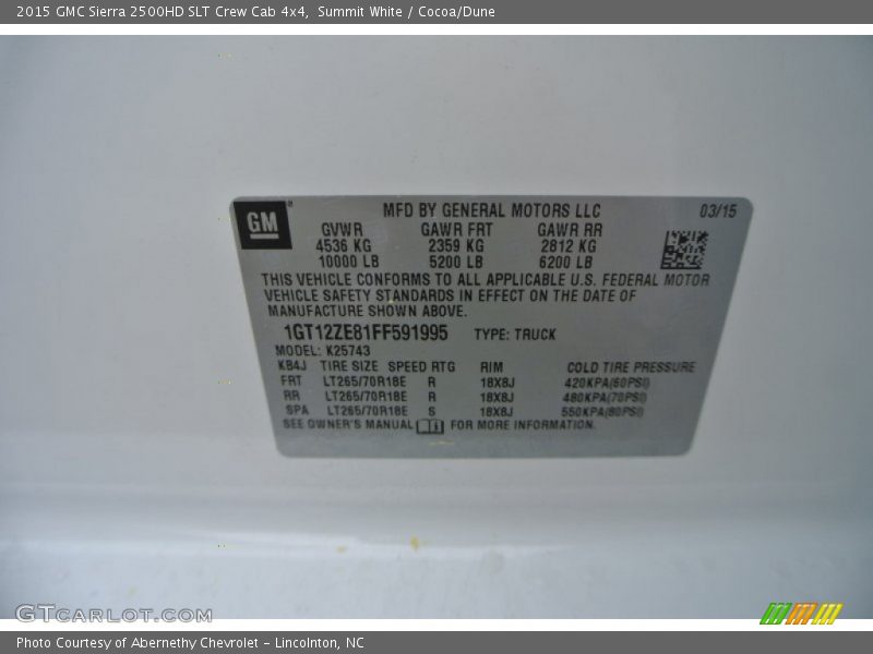 Summit White / Cocoa/Dune 2015 GMC Sierra 2500HD SLT Crew Cab 4x4