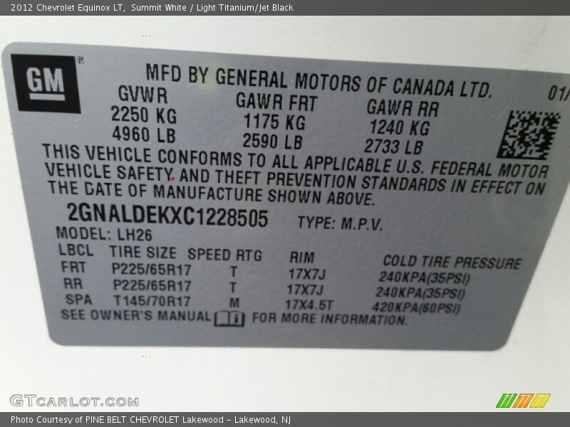 Summit White / Light Titanium/Jet Black 2012 Chevrolet Equinox LT