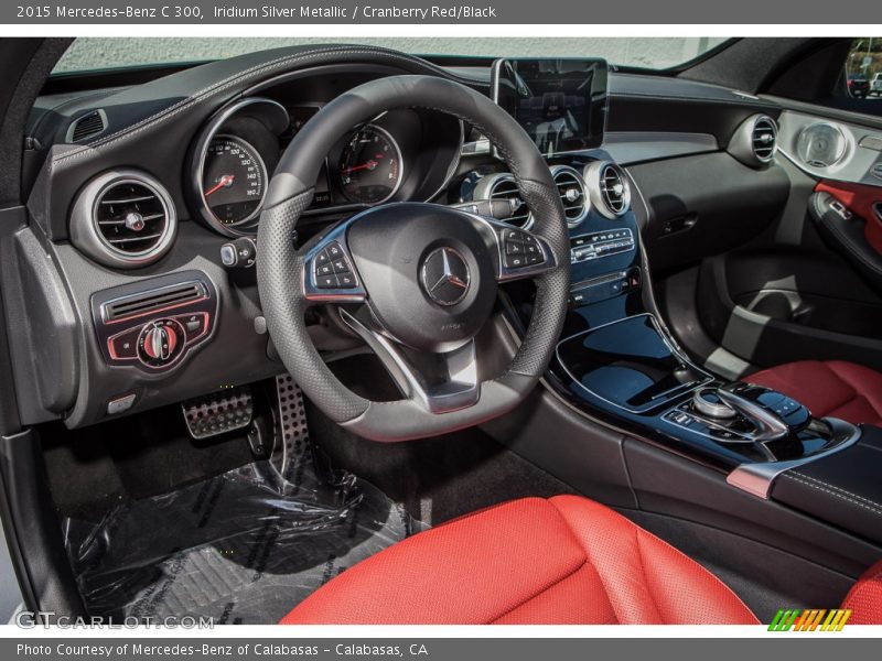 Iridium Silver Metallic / Cranberry Red/Black 2015 Mercedes-Benz C 300