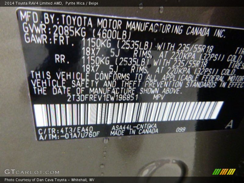 Pyrite Mica / Beige 2014 Toyota RAV4 Limited AWD