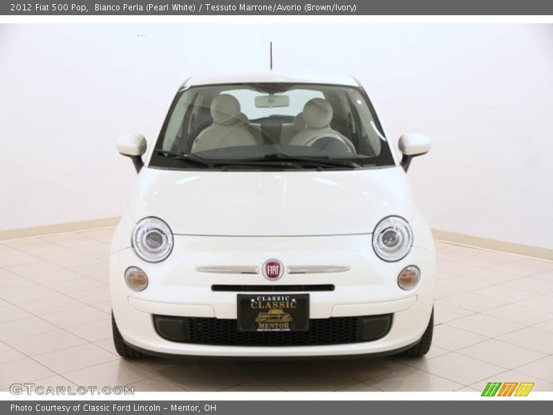 Bianco Perla (Pearl White) / Tessuto Marrone/Avorio (Brown/Ivory) 2012 Fiat 500 Pop