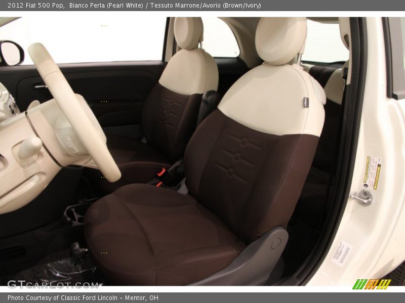 Bianco Perla (Pearl White) / Tessuto Marrone/Avorio (Brown/Ivory) 2012 Fiat 500 Pop