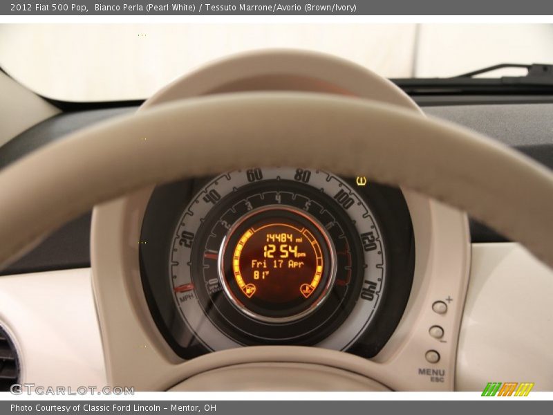 Bianco Perla (Pearl White) / Tessuto Marrone/Avorio (Brown/Ivory) 2012 Fiat 500 Pop