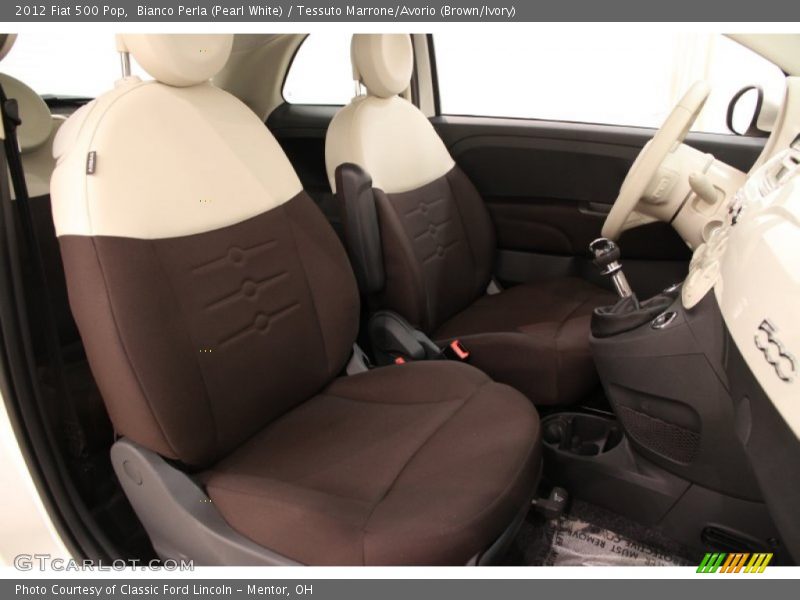 Bianco Perla (Pearl White) / Tessuto Marrone/Avorio (Brown/Ivory) 2012 Fiat 500 Pop