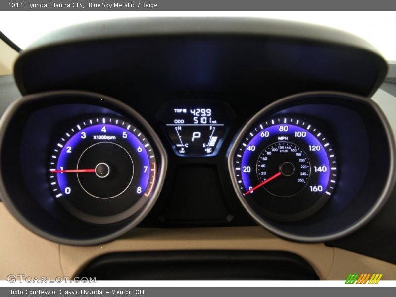 Blue Sky Metallic / Beige 2012 Hyundai Elantra GLS