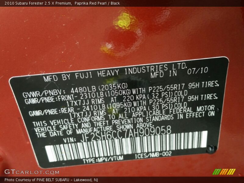 Paprika Red Pearl / Black 2010 Subaru Forester 2.5 X Premium