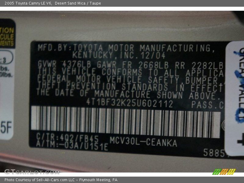 Desert Sand Mica / Taupe 2005 Toyota Camry LE V6