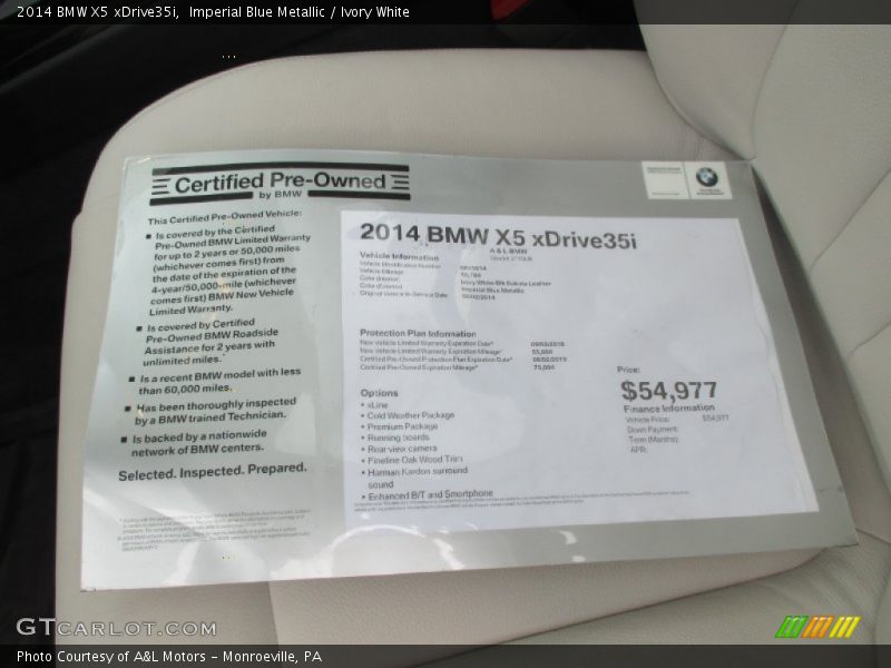 Imperial Blue Metallic / Ivory White 2014 BMW X5 xDrive35i