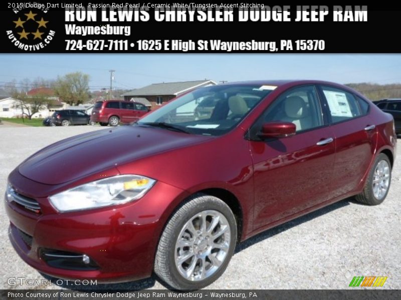 Passion Red Pearl / Ceramic White/Tungsten Accent Stitching 2015 Dodge Dart Limited