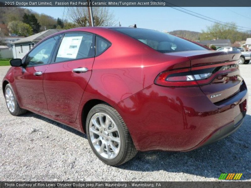 Passion Red Pearl / Ceramic White/Tungsten Accent Stitching 2015 Dodge Dart Limited