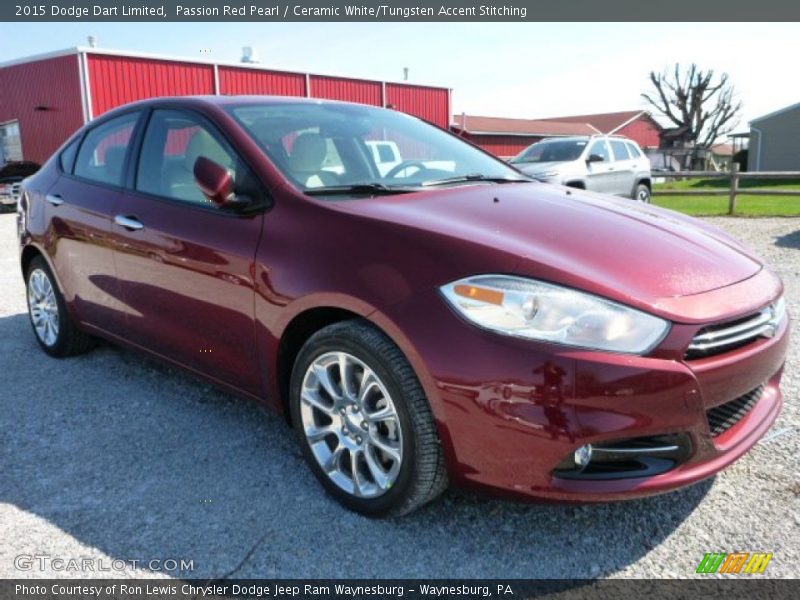 Passion Red Pearl / Ceramic White/Tungsten Accent Stitching 2015 Dodge Dart Limited