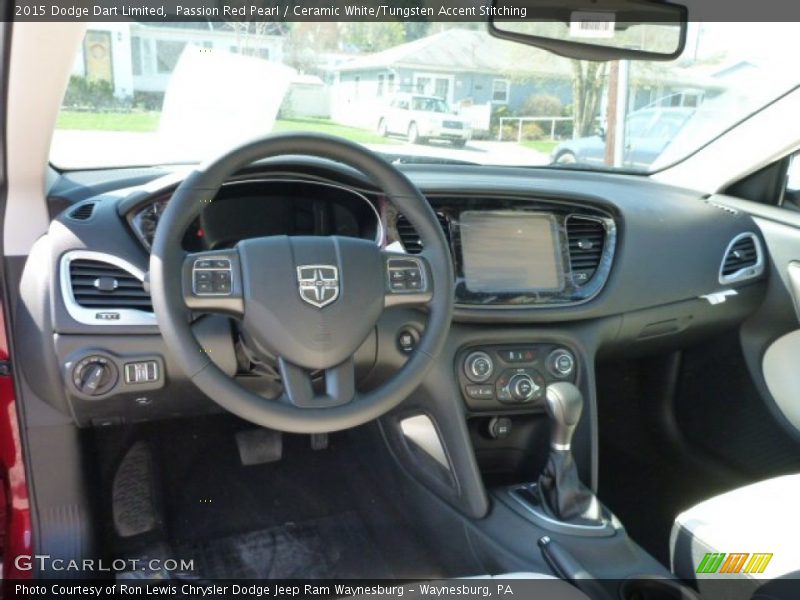Passion Red Pearl / Ceramic White/Tungsten Accent Stitching 2015 Dodge Dart Limited
