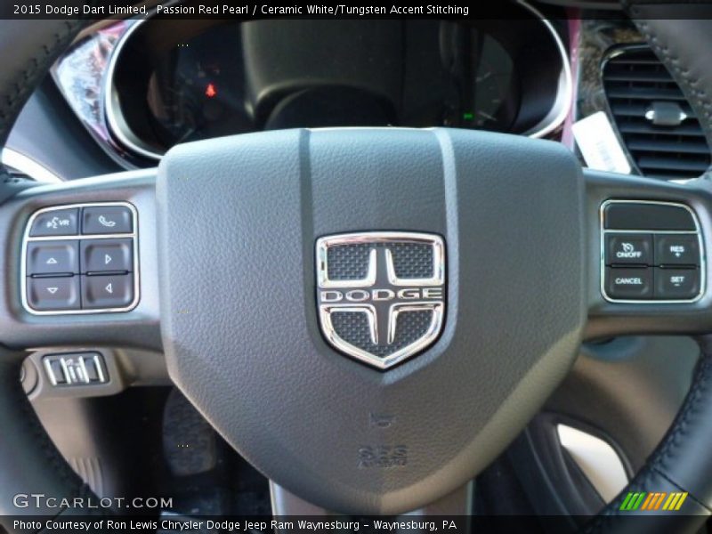 Passion Red Pearl / Ceramic White/Tungsten Accent Stitching 2015 Dodge Dart Limited
