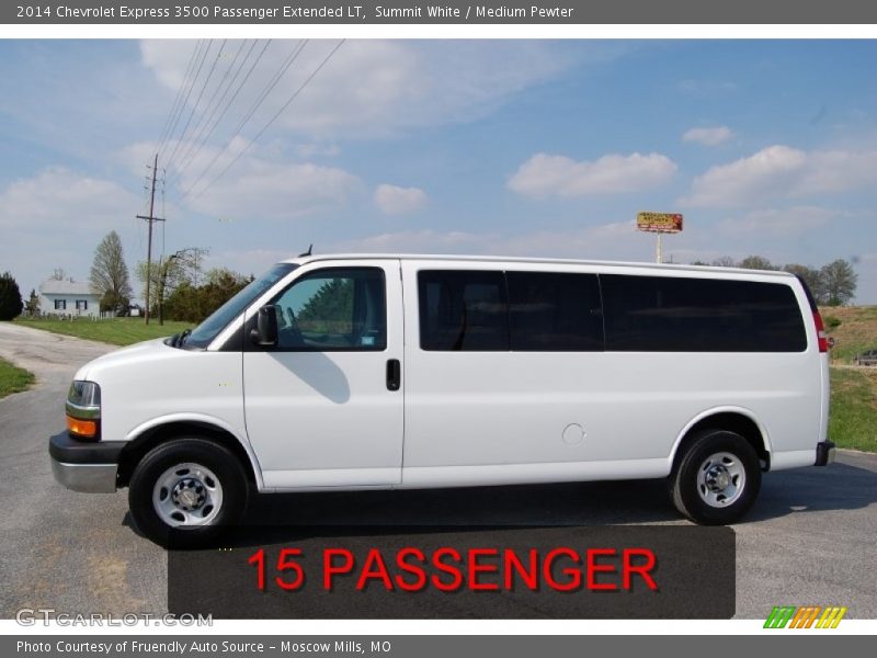 Summit White / Medium Pewter 2014 Chevrolet Express 3500 Passenger Extended LT