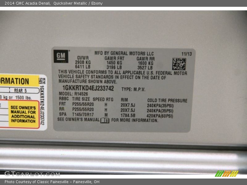 Quicksilver Metallic / Ebony 2014 GMC Acadia Denali