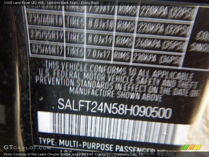 Santorini Black Pearl / Ebony Black 2008 Land Rover LR2 HSE