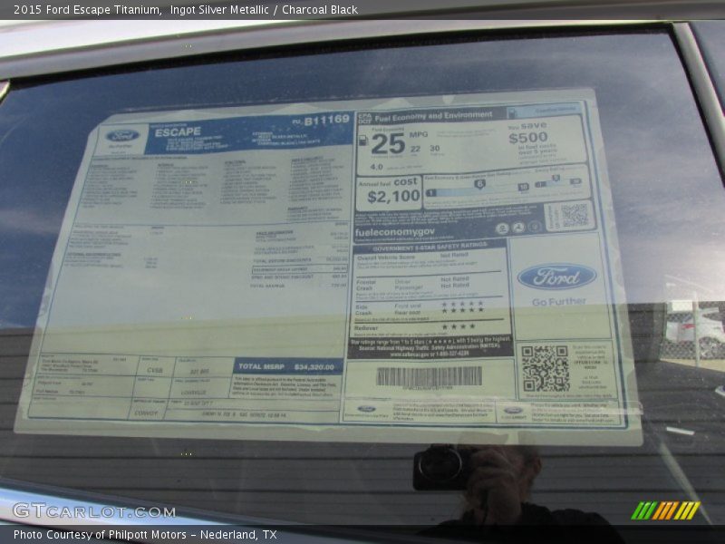 Ingot Silver Metallic / Charcoal Black 2015 Ford Escape Titanium