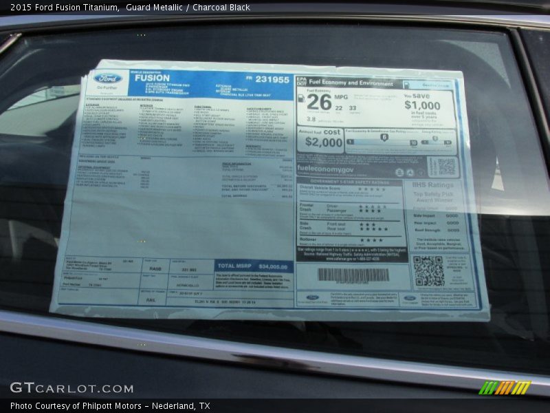 Guard Metallic / Charcoal Black 2015 Ford Fusion Titanium