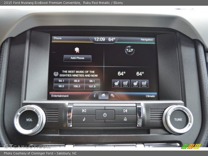 Controls of 2015 Mustang EcoBoost Premium Convertible