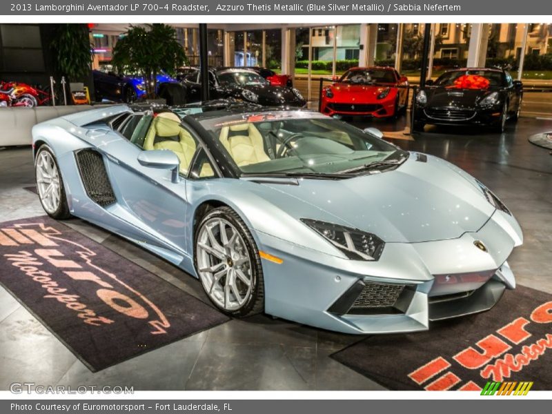 Azzuro Thetis Metallic (Blue Silver Metallic) / Sabbia Nefertem 2013 Lamborghini Aventador LP 700-4 Roadster