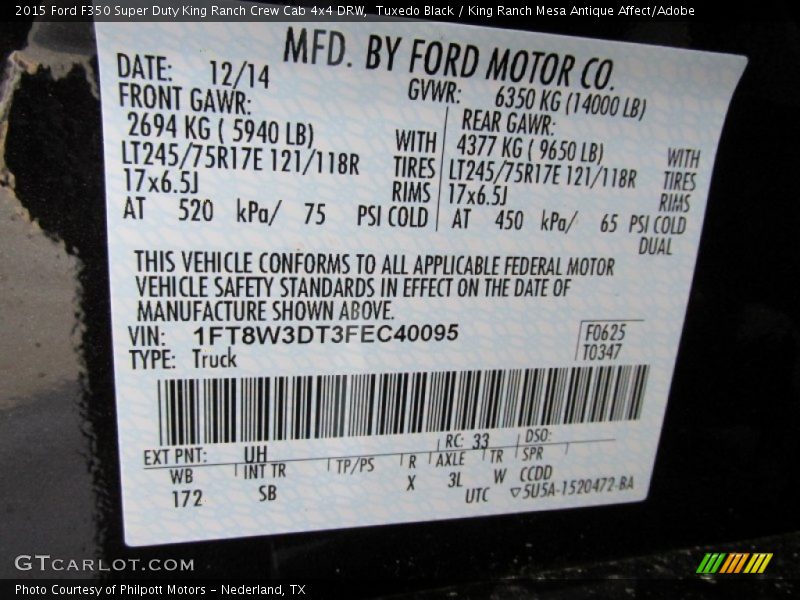 Tuxedo Black / King Ranch Mesa Antique Affect/Adobe 2015 Ford F350 Super Duty King Ranch Crew Cab 4x4 DRW