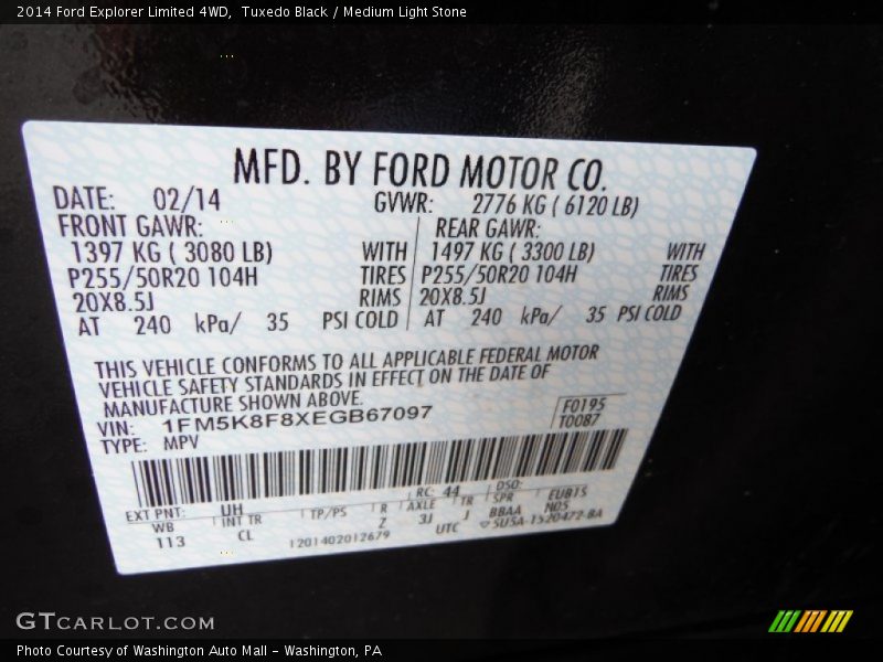 Tuxedo Black / Medium Light Stone 2014 Ford Explorer Limited 4WD