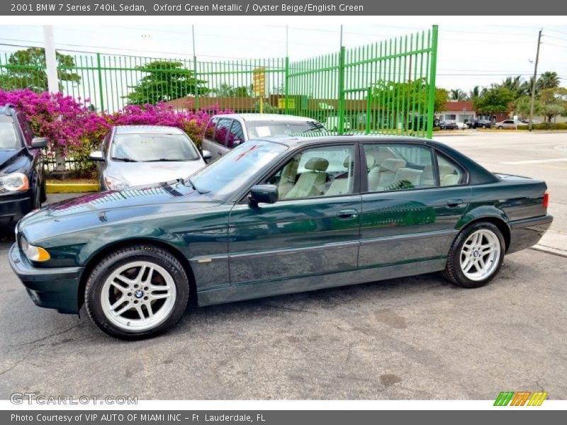 Oxford Green Metallic / Oyster Beige/English Green 2001 BMW 7 Series 740iL Sedan