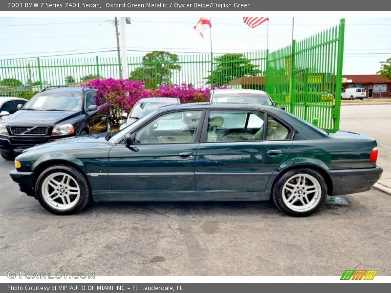 Oxford Green Metallic / Oyster Beige/English Green 2001 BMW 7 Series 740iL Sedan