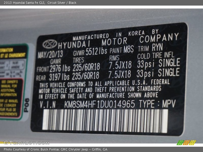 Circuit Silver / Black 2013 Hyundai Santa Fe GLS