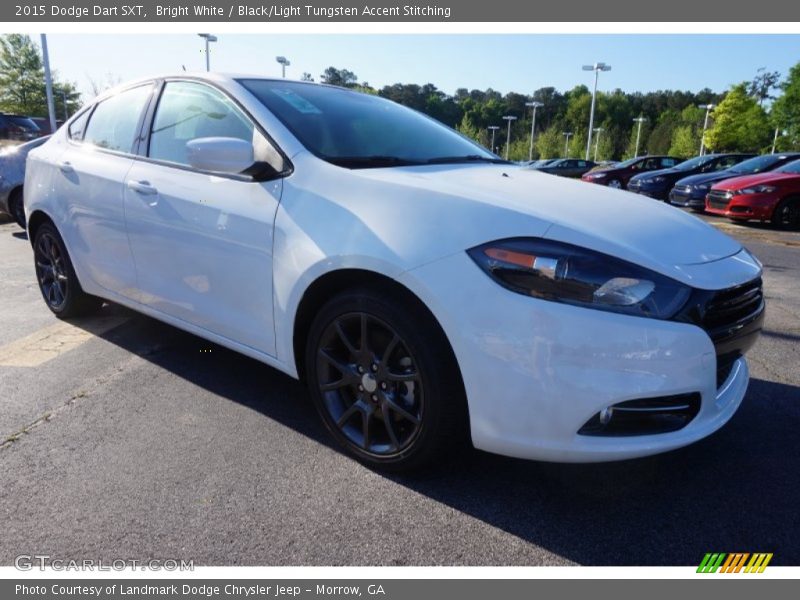 Bright White / Black/Light Tungsten Accent Stitching 2015 Dodge Dart SXT