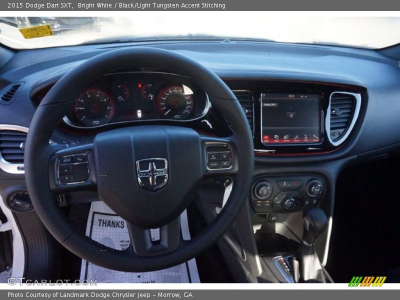 Bright White / Black/Light Tungsten Accent Stitching 2015 Dodge Dart SXT