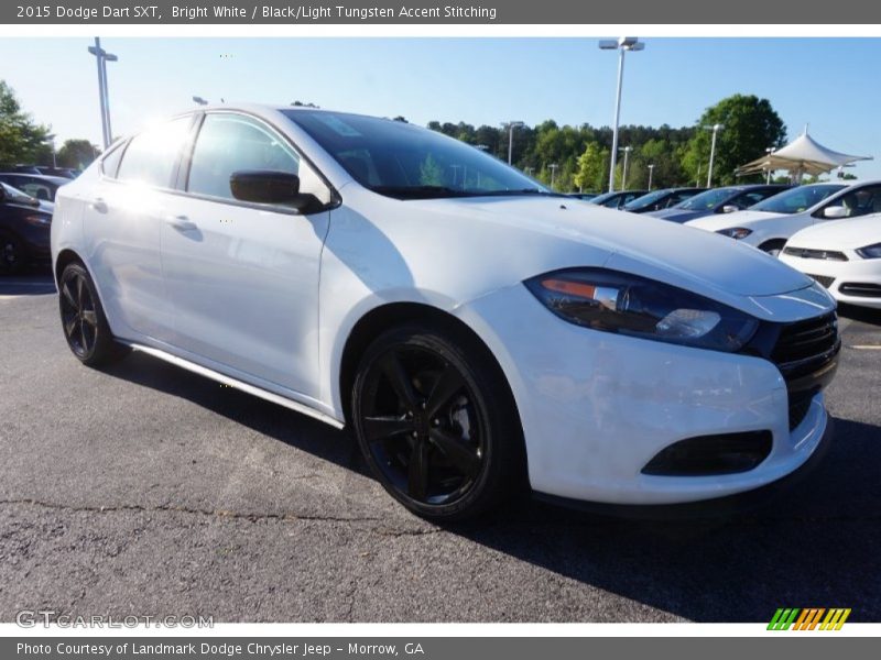 Bright White / Black/Light Tungsten Accent Stitching 2015 Dodge Dart SXT