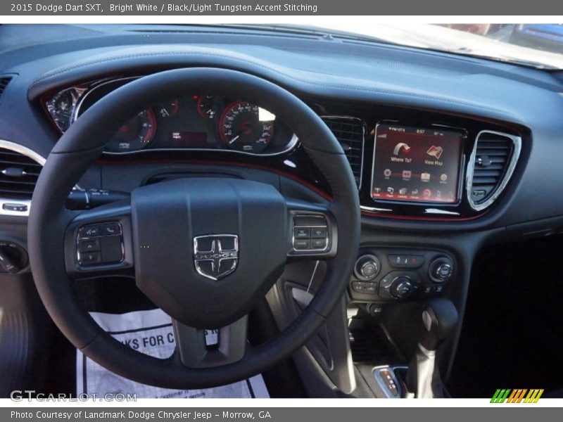 Bright White / Black/Light Tungsten Accent Stitching 2015 Dodge Dart SXT