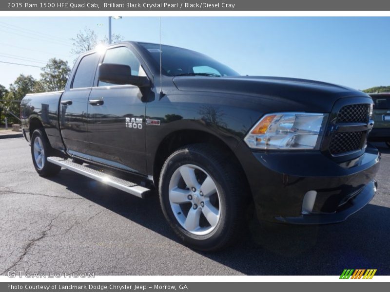 Brilliant Black Crystal Pearl / Black/Diesel Gray 2015 Ram 1500 HFE Quad Cab