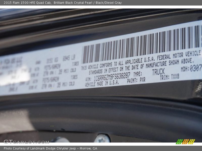 Brilliant Black Crystal Pearl / Black/Diesel Gray 2015 Ram 1500 HFE Quad Cab