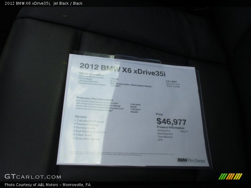 Jet Black / Black 2012 BMW X6 xDrive35i