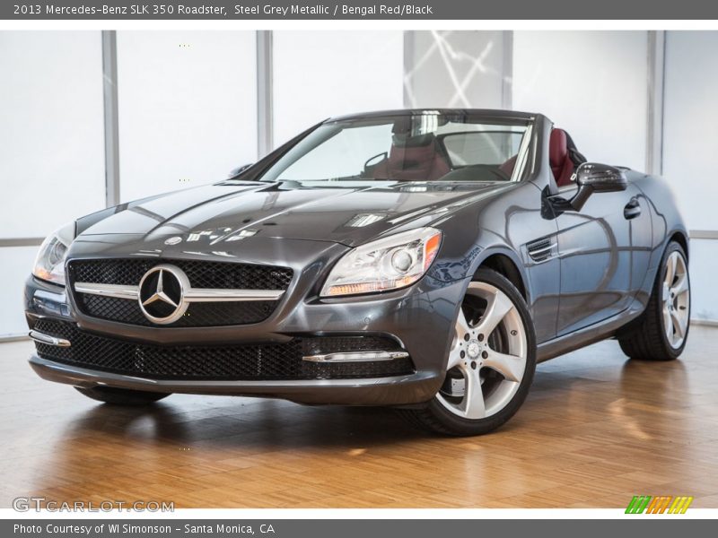 Steel Grey Metallic / Bengal Red/Black 2013 Mercedes-Benz SLK 350 Roadster