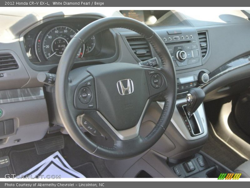 White Diamond Pearl / Beige 2012 Honda CR-V EX-L