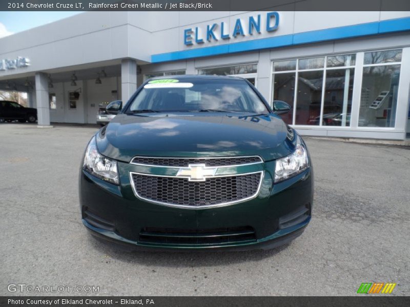 Rainforest Green Metallic / Jet Black/Brick 2014 Chevrolet Cruze LT