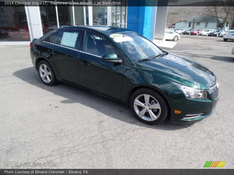 Rainforest Green Metallic / Jet Black/Brick 2014 Chevrolet Cruze LT