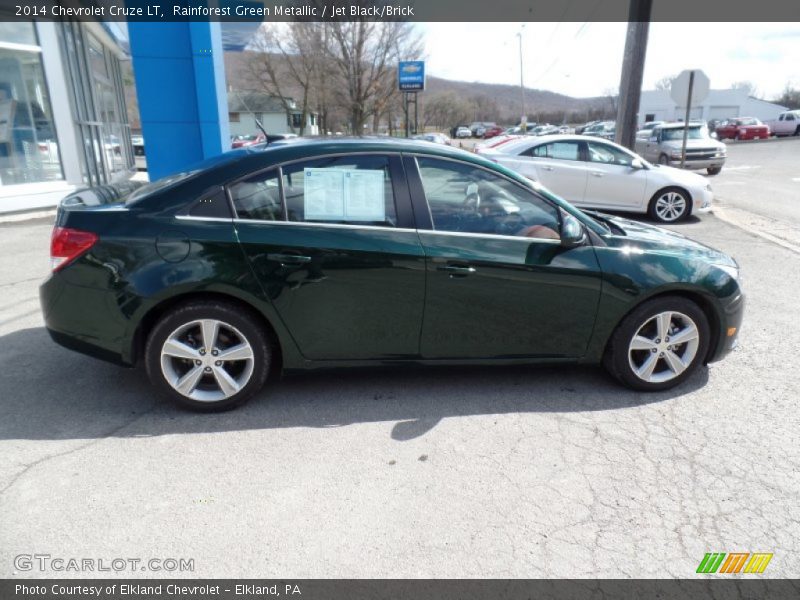 Rainforest Green Metallic / Jet Black/Brick 2014 Chevrolet Cruze LT